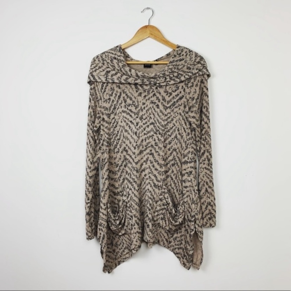 BLUE Saks Fifth Avenue Tunic Hoodie Top Blouse Oversized Shirt Womens Small